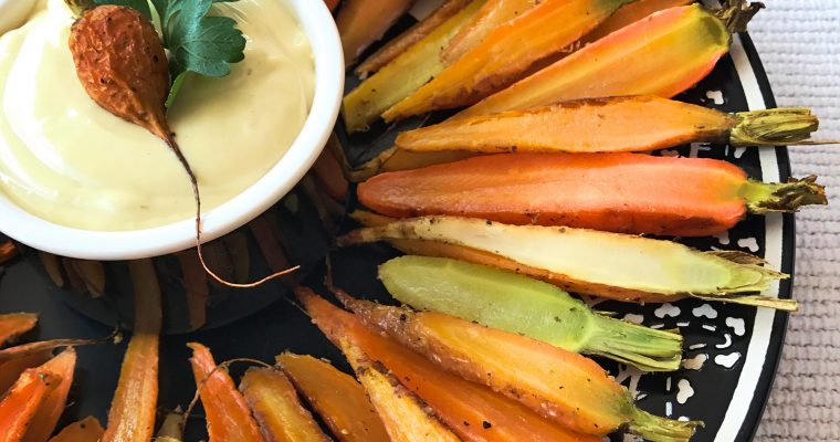 Roasted heirloom carrots with garlic mayonnaise