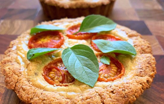 Tomato quiche with almond crust – grain and dairy free